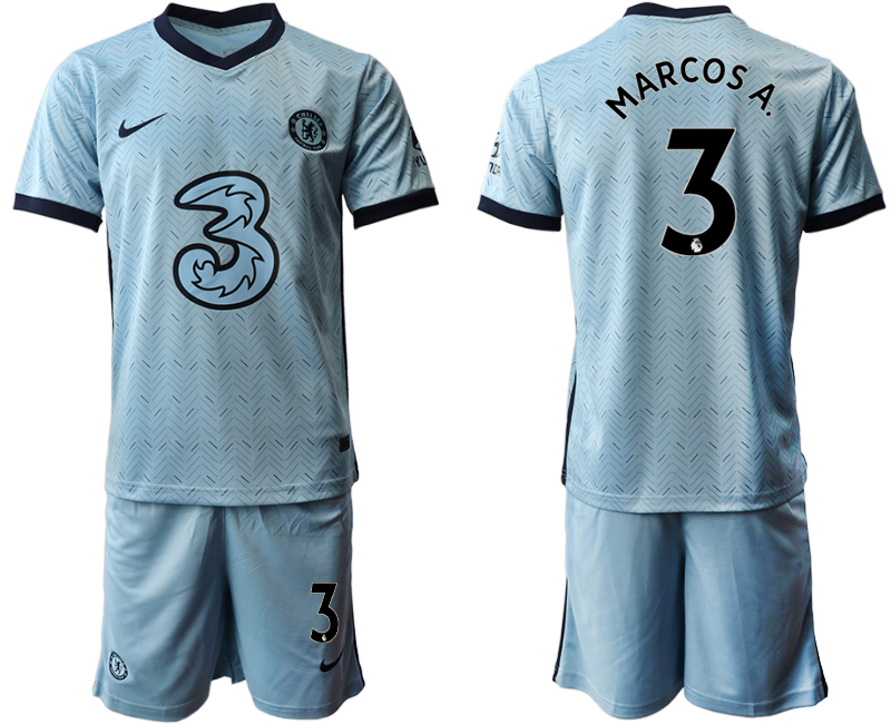 Men 2020-2021 club Chelsea away Light blue #3 Soccer Jerseys->chelsea jersey->Soccer Club Jersey